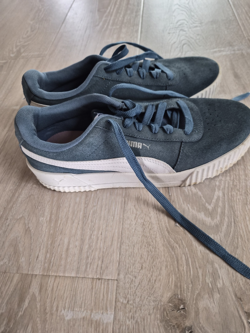 Puma Suede-Style Blue Low Top Sneakers with White Stripe